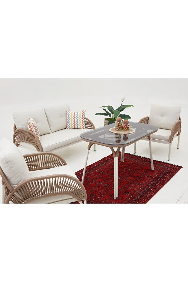 Comfort İp Örgü Bahçe Balkon Oturma Grubu (2+1+1+M)